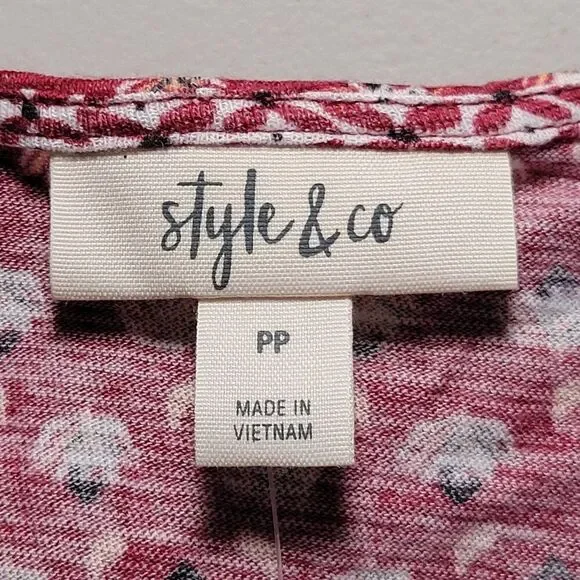 Style & Co Long Sleeve Peasant Top Sz XSP - Picture 9 of 12